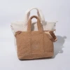Low MOQ New Winter Portable Custom Design Teddy Plush Sherpa Large Tote Bag Girls Ladies Handbags Women Bags
