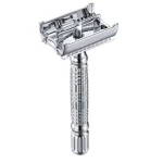 Luxury Double Edge Manual Shaver Safety Razor with Case Built-in Mirror