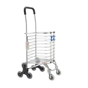 Luxury Folding Aluminium Climb Stair Wagon Shop Carts/  35L Capacity Store Trolley With 8 PVC Wheels Without Bag