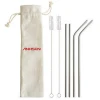 Luxury Food Grade 304  316 Silver Drinking Straw Barware Straight &Bent Straws with customized logo bag Printing