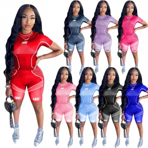 LW-4197 Hot Two Piece Women Spring Apparel Knit Patchwork Breathable Yoga Fitness Outfits Sportwear 2021 fitness apparel women