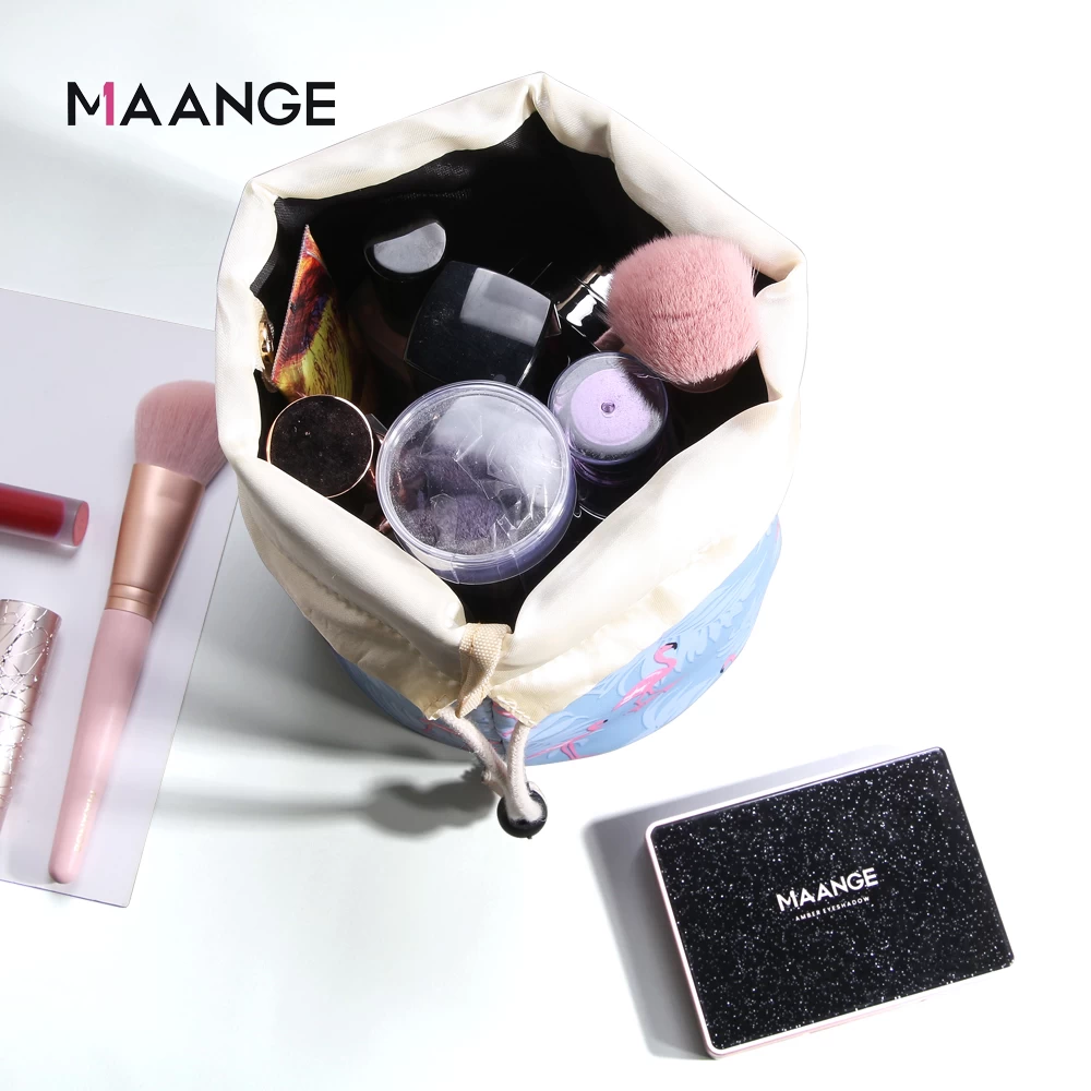 MAANGE 5pcs Customized Logo Cosmetic Bag White Marble Blue Drawstring Makeup Brush Organizer Storage Holder Bags Cosmetic Bag