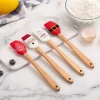 Maisons Wholesale Baking Tools Set of 4 Silicone Non-stick Spatulas with Wooden Handle Rubber Spatula Set
