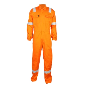 manufacture cotton flame fire resistant coverall protective safety orange work coveralls