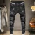 Import Mens Black Ripped Stretch Skinny Denim Jeans from China