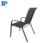 Metal frame stackable outdoor swimming pool garden bistro chairs with armrest