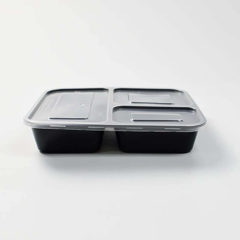 Microwave Pp Food Container Lunch Box Plastic Meal Prep Containers 3Compartment Disposable Bento Lunch Packaging Take Out