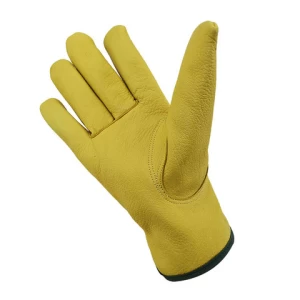 Mill Price Yellow Versatile Buffalo Grain Leather Protection Driver Hand Gloves