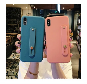 mobile phone case self-adhesive bracket TPU PLUS PC material lazy finger buckle wrist strap support push-pull color