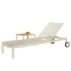 Modern european pool furniture 304 stainless steel frame anti-UV mesh back outdoor hotel  sun lounger with wheels (L628)