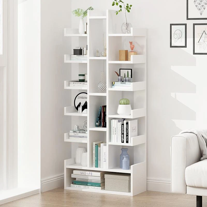 Modern floor shaped creative wooden book shelf bookcases book storage cabinet
