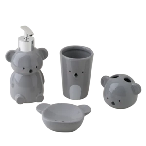 Modern Grey 4-piece Ceramic Bathroom Accessory Cost-effective Kid&#39;s Bathroom Accessory Set