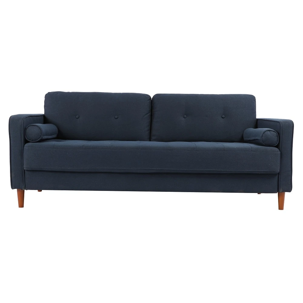 Modern Mid-Century Upholstered Tufted Linen Fabric Loveseat Sofa Couch Living Room