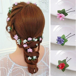 Mori female  hairpin U-shaped hair fork accessories Korean fresh handmade flower ornament