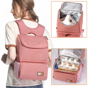 Mother Baby Bottle Usb Heating Compartment Breast Pump Breastpump Double Deck Lunch Backpack Insulated Cooler Bag