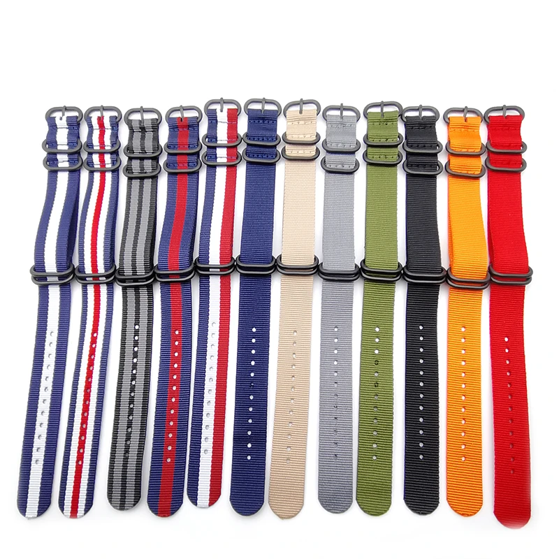 multi color high quality PVD buckle nylon stripped nato watch straps watch bands
