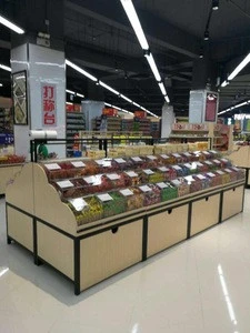 Multi-function display shelf, supermarket wooden gondola shelf stand, display shelf for candy