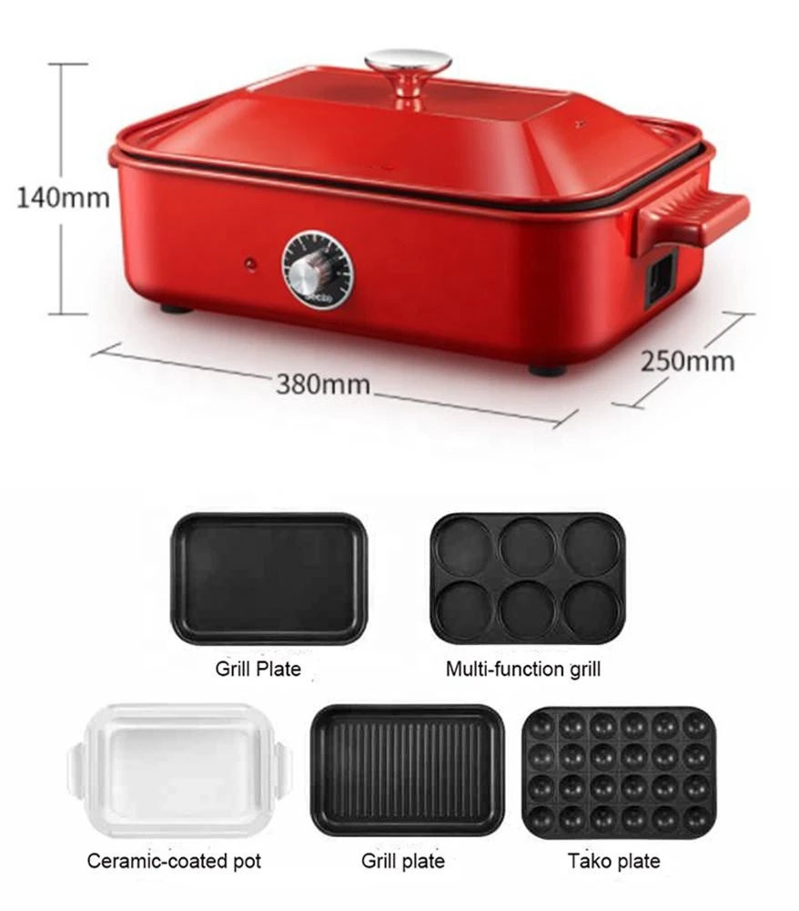 Multi Functional  Electric Grill With Hot Pot Smokeless Grill Nonstick Electric Grill