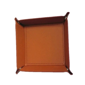 Multicolor leather desk sundries storage trays Foldable coin caddy tray for functional gifts