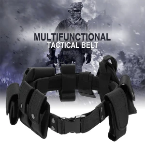 Multifunctional Duty Belt Polices Utility Kit Military Black Tactical Security Waist Belt with Pouch