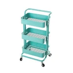 Multipurpose Metal Three Tiers Wire Mesh Kitchen Trolley