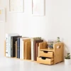 Natural Bamboo Desk File Organizer with Extendable Storage Tray