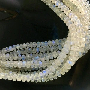 Natural Rainbow Moonstone Rondelle shape Faceted Cut Beads Loose Gemstone Making Jewelry Necklace