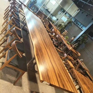 Natural walnut wood table top and wooden chair dining room set