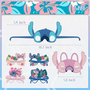 New arrival 12 Pcs Stitch and Lilo Paper Party Glasses Birthday Decoration Birthday Masks Party Favors Photo Booth Prop For Sale