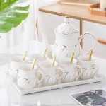 New Arrival Bone China Teapot Arabic Coffee And Teaset Gift Tea Cup Set With Tray