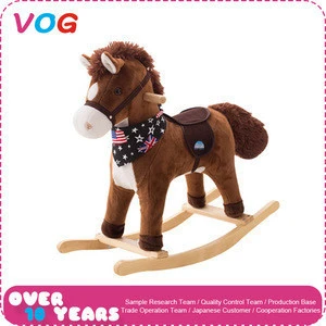 New baby children plush animal horse toys, custom adult spring rocking horse wood with wheels