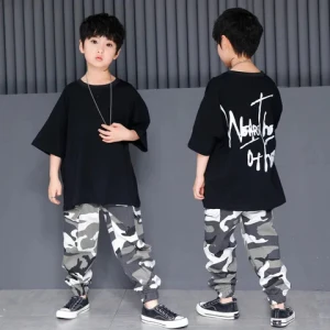 New Boys And Girls Hip Hop Costumes Fashion Loose T-shirts Camouflage Pants Childrens Hip Hop Costumes