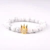 New Charm Trendy Imperial Golden&Black Crown Bracelets Men Natural Stone Beads Bracelet For Women Men Jewelry Accessories