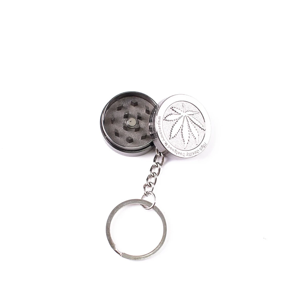 New custom pattern portable small mini 30*13mm smoking accessories metal dry herb tobacco weed keychain grinder