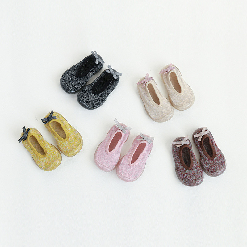 New Design Anti Slip Baby Shoe Socks with Bow for Kids