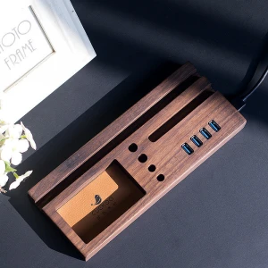 New design  solid wood desktop organizer with USB3.0