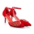 Import New design suede red and black line PU upper colorful diamonds pointed toe high heels ladies pumps from China