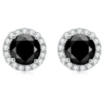 New Diamond Earring Colored Moissanite Stud Earrings 925 Sterling Silver 0.5ct 1ct 2ct Round Cut Black Halo Moissanite Earrings