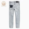 New fashion grey white color western style knee hole tight jeans
