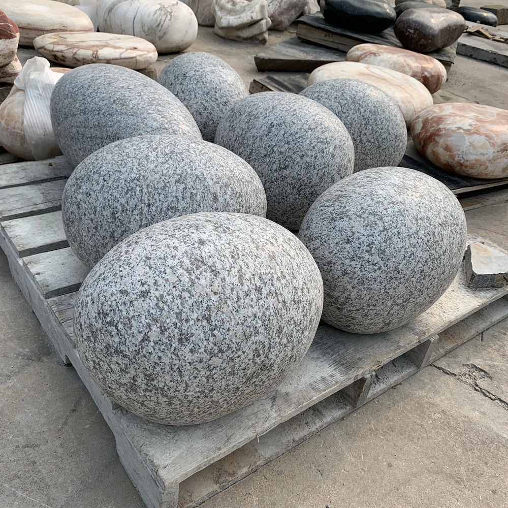 New garden Oval pebble shape polished grey granite landscaping stone