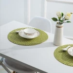 New PP Wire Woven Mat Kitchen Dinner Handmade Pad Childrens Table Round Woven Placemat