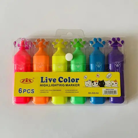 New Style Animal Paw Shaped Colorful Highlighter Marker Pens for Students & Kids