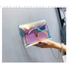 New transparent laser square cross body lady one shoulder clear pvc jelly messenger bag