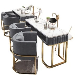 Nordic Marble Nail Shop Tables and Chairs Double Nail Table Set