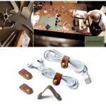 Novelty Small Leather Earphone Cable Holder Organizer