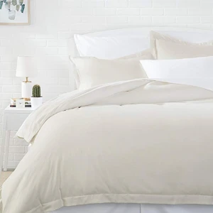 OEKO-TEX Natural Cotton Duvet Cover and Pillowcase Set, 300TC Bedding Set,3pcs Duvet Cover Set