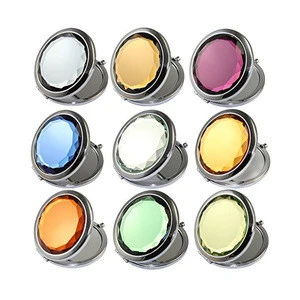 Oempromo Colorful Round Crystal Compact Makeup Mirror