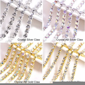 Oleeya 10Yards SS6-SS18 Close Glitter Rhinestone Chain Crystals Sew On Rhinestone Cup Chain Strass Chain For Garment DIY