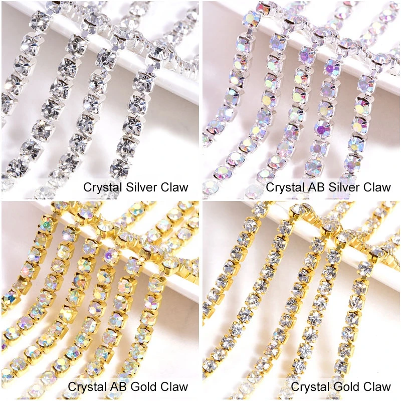 Oleeya 10Yards SS6-SS18 Close Glitter Rhinestone Chain Crystals Sew On Rhinestone Cup Chain Strass Chain For Garment DIY