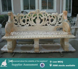 Patio pink marble stone bench